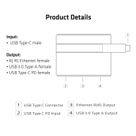 USB Tipo-C para Ethernet y USB 3.0 + USB Type-C Charging Mini Dock 