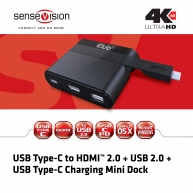 USB Tip-C - HDMI™ 2.0 + USB 2.0 + USB Tip-C Mini Şarj İstasyonu