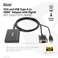 VGA- und USB-Typ-A auf HDMI-Adapter mit Pigtail St./B. 0,6m 28AWG
