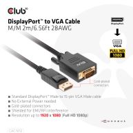 Cable DisplayPort a VGA M/M 2m / 6,56 pies 28 AWG