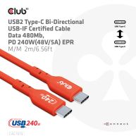 USB2 Type-C Bi-Directional USB-IF Certified Cable, Data 480Mb, PD 240W(48V/5A) EPR M/M 2m/6.56ft 